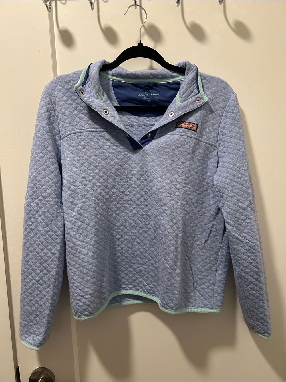 Vineyard Vines Quilted Quarter Snap Pullover Light Blue Small